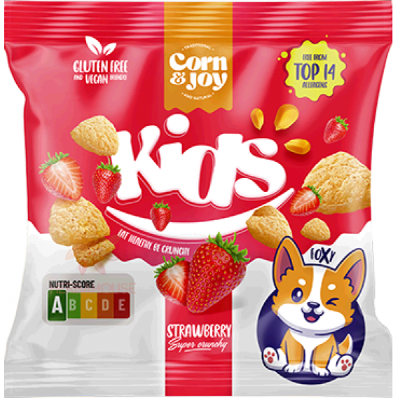 Obrázok pre Corn & Joy Kids Gustare fără gluten cu aromă de căpșuni (40g)