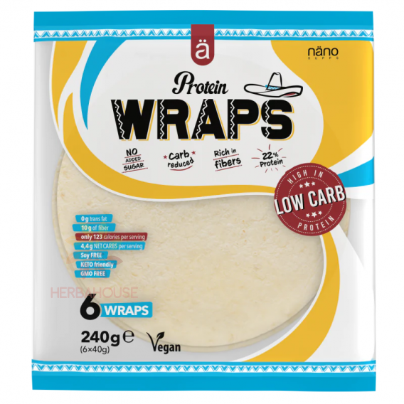 Obrázok pre Nanosupps Vegan Protein Wrap tortilla fără zahăr adăugat 6buc (240g)