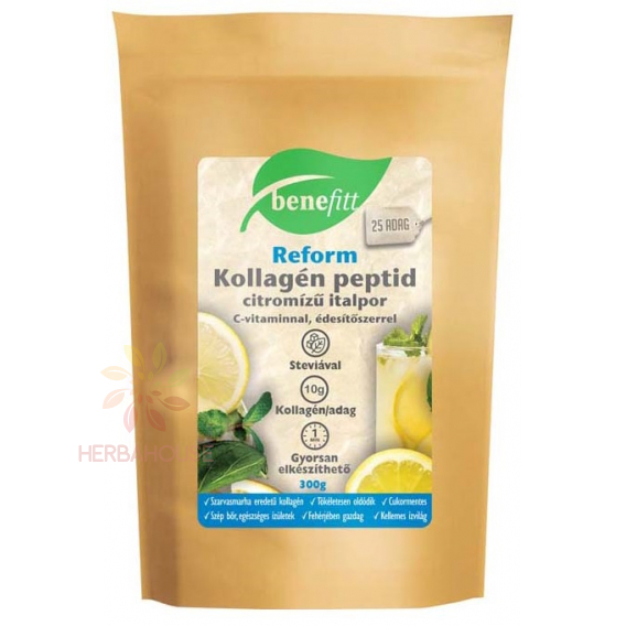 Obrázok pre Benefitt Reform Băutură cu peptide de colagen din carne de vită în pudră cu vitamina C și stevie - aromă de lămâie (300g)