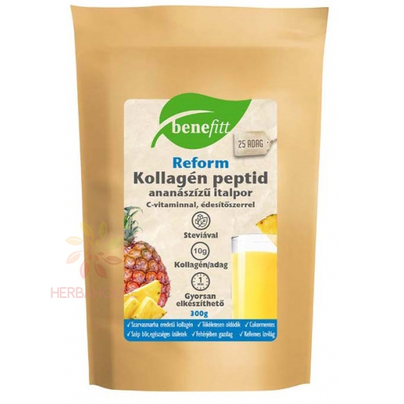 Obrázok pre Benefitt Reform Băutură cu peptide de colagen din carne de vită în pudră cu vitamina C și stevie - aromă de ananas (300g)