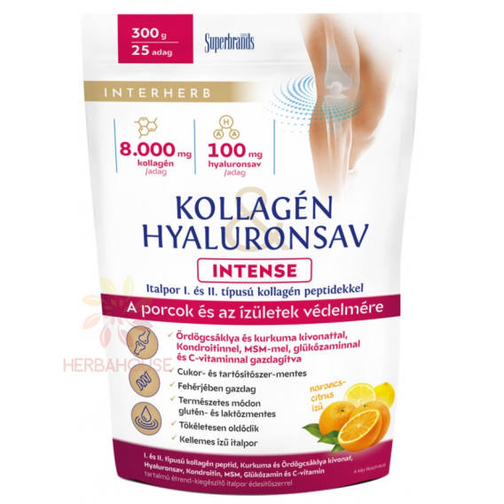 Obrázok pre Interherb Intense Colagen pudră și acid hialuronic cu îndulcitor - lămâie și portocală (300g)