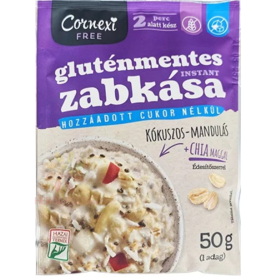 Obrázok pre Cornexi Terci de ovăz fără gluten Nucă de cocos, migdale și chia fără zahăr adăugat (50g)