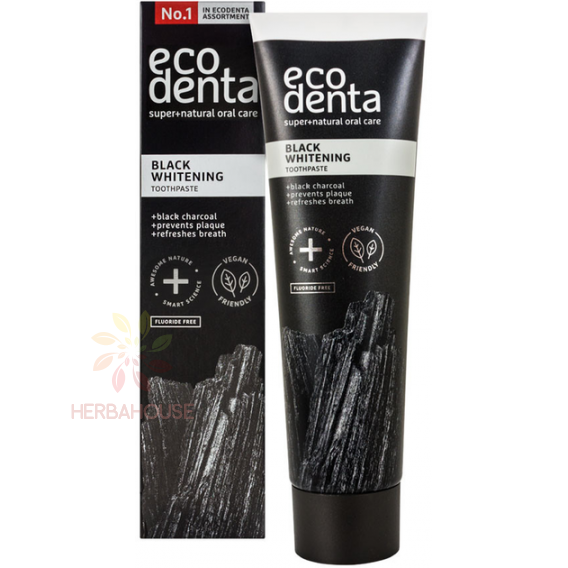 Obrázok pre Ecodenta Black Whitening pastă de dinți pentru albire fără fluor (75ml)