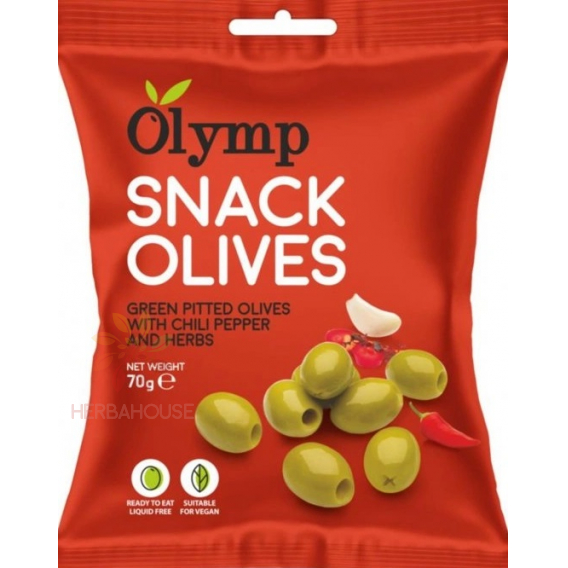 Obrázok pre Olymp Snack Măsline verzi fără sâmburi cu chili și ierburi (70g)