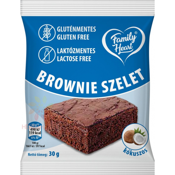 Obrázok pre Family Heart Brownie cu cacao fără gluten și fără lactoză cu aromă de nucă de cocos (30g)