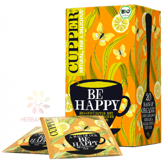 Obrázok pre Cupper® Be Happy Bio fructe și ceai de plante porționate cu lămâie, scorțișoară, ghimbir și piper negru (20buc)