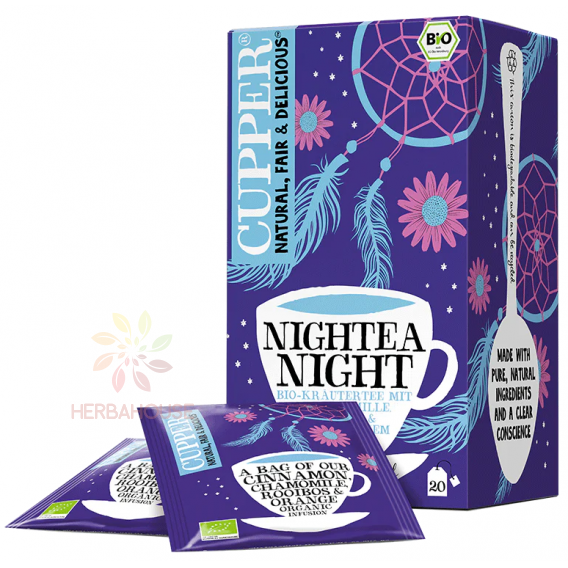 Obrázok pre Cupper® Nightea Night Bio Ceai din plante din fructe porționat cu scorțișoară, mușețel, rooibos și aromă naturală de portocale (20buc)