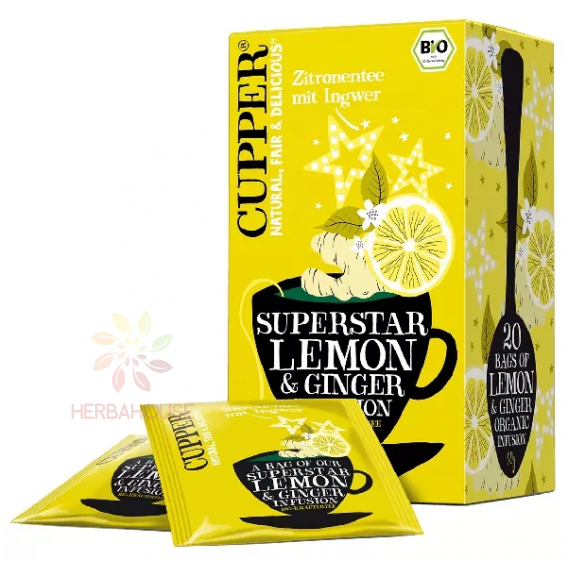 Obrázok pre Cupper® Superstar Bio fructe și ceai de plante porționate cu lămâie și ghimbir (20buc)