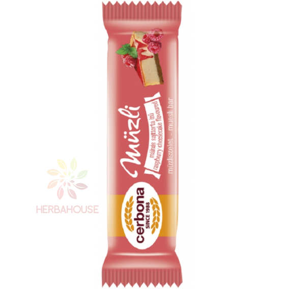 Obrázok pre Cerbona Baton de muesli invelit cu iaurt cu aroma de cheesecake cu zmeura (20g)