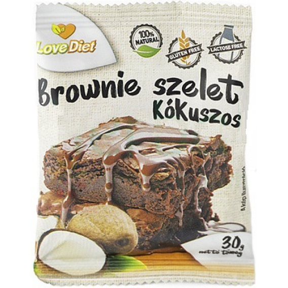 Obrázok pre LoveDiet Brownie cacao cu aromă de nucă de cocos (30g)