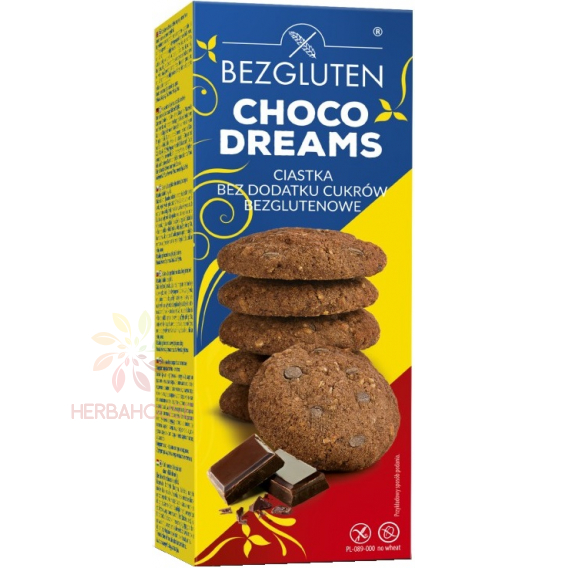 Obrázok pre Bezgluten Choco dreams Biscuiti fara gluten cu cacao cu bucati de ciocolata fara zahar adaugat (110g)