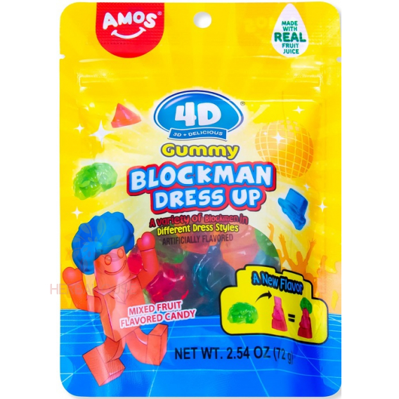 Obrázok pre Amos 4D Blockman dress up Bomboane gumate amestec de fructe - figurine (85g)