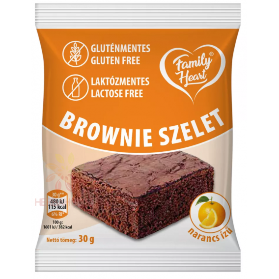 Obrázok pre Family Heart Fără de gluten și lactoză Brownie felie de cacao cu aromă de portocale (30g)