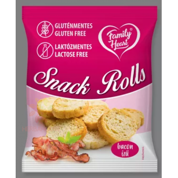 Obrázok pre Family Heart Snack Rolls Pâine prăjiți, aromați, fără gluten și fără lactoză - aromă de slănină (40g)