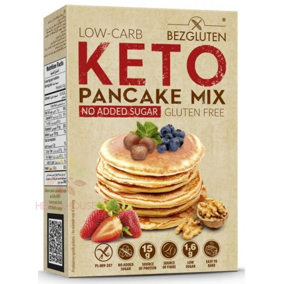 Obrázok pre Bezgluten Mix de clătite Keto fără gluten, cu conținut scăzut de carbohidrați, fără adaos de zahăr (150g)