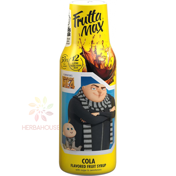 Obrázok pre Fruttamax Minions Sirop de fructe aromatizat cu zahăr și îndulcitori cu aromă de cola (500ml)