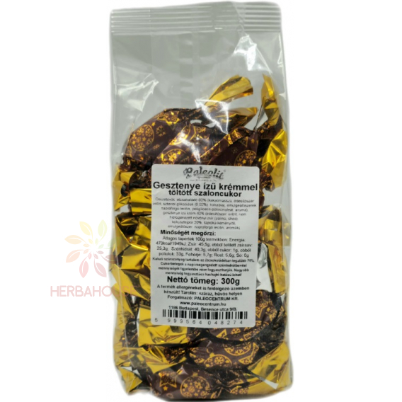 Obrázok pre Paleolit Bomboane de Craciun inmuiata în ciocolată neagră umplută cu cremă cu aromă de castane cu îndulcitor (300g)