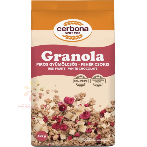 Obrázok pre Cerbona Granola cu fructe roșii și ciocolată albă (450g)