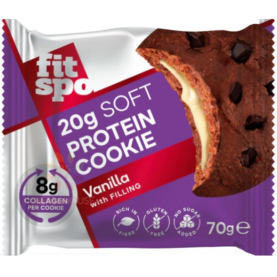 Obrázok pre FitSpo Biscuiți cu proteine ​​fără gluten cu umplutură de vanilie, fără zahăr adăugat (70g)