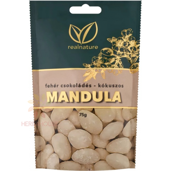 Obrázok pre Real Nature Migdale in ciocolata alba cu nuca de cocos (75g)
