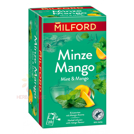 Obrázok pre Milford Ceai din plante cu aromă de mentă și mango (20buc)