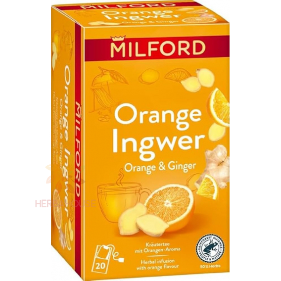 Obrázok pre Milford Ceai din fructe din plante cu aromă de ghimbir și portocale (20buc)