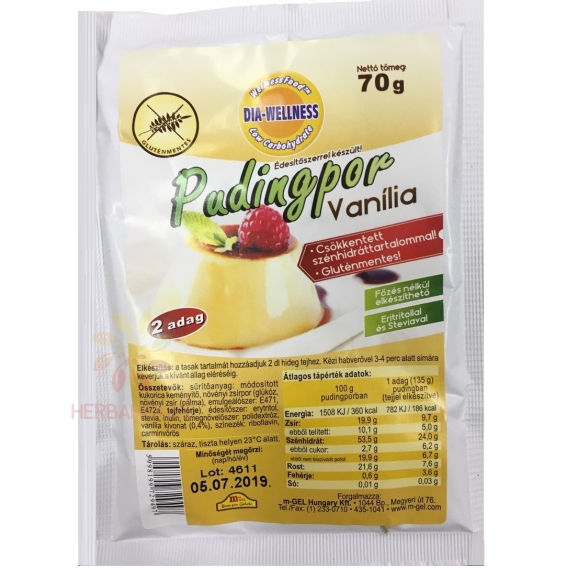 Obrázok pre Dia-Wellness Budincă de vanilie fără zahăr cu îndulcitori (70g)