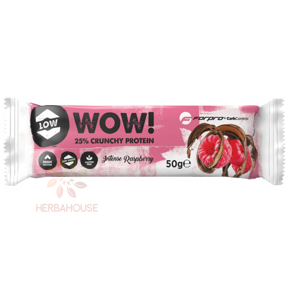 Obrázok pre Forpro Wow! Baton proteic crocant fara gluten in ciocolata cu lapte - zmeura intensa (50g)