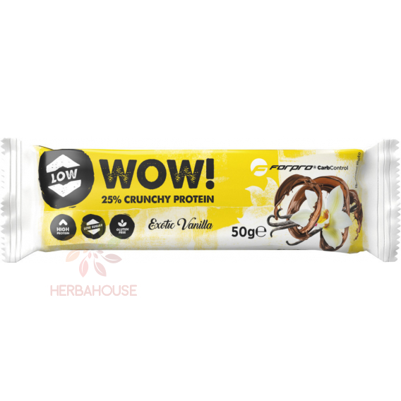 Obrázok pre Forpro Wow! Baton proteic crocant fara gluten in ciocolata cu lapte - vanilie exotică (50g)