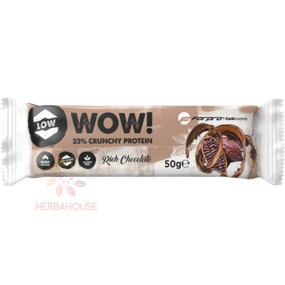 Obrázok pre Forpro Wow! Baton proteic crocant fara gluten in ciocolata cu lapte - ciocolată (50g)