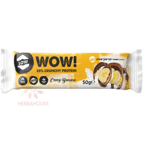 Obrázok pre Forpro Wow! Baton proteic crocant fara gluten in ciocolata cu lapte - banană (50g)