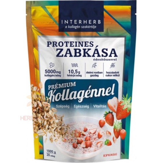 Obrázok pre Interherb Fulgi de ovăz proteine ​​cu colagen și îndulcitor cu aromă de căpșuni (1000g)