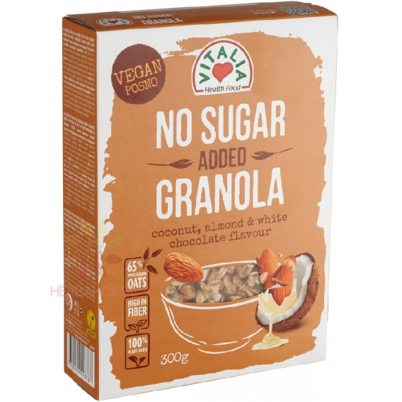 Obrázok pre Vitalia Vegan Granola cu indulcitori Nuca de cocos-migdale cu ciocolata alba (300g) 
