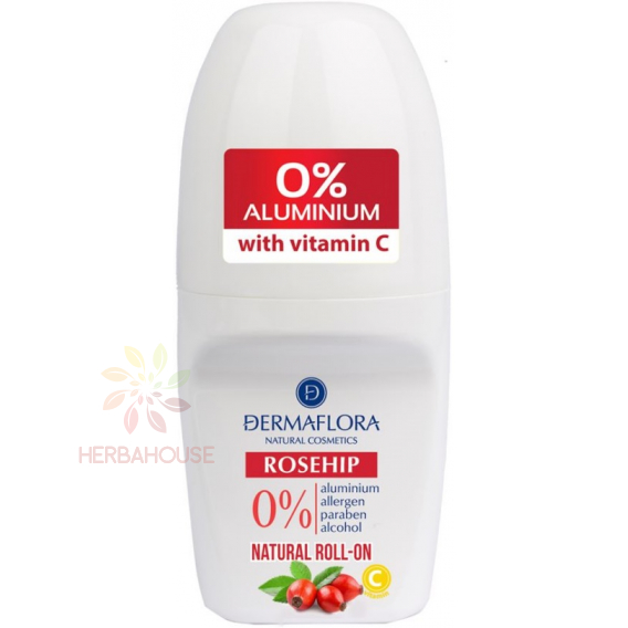 Obrázok pre Dermaflora Roseship Roll-on Deodorant roll-on cu ulei de măceșe și vitamina C (50ml)