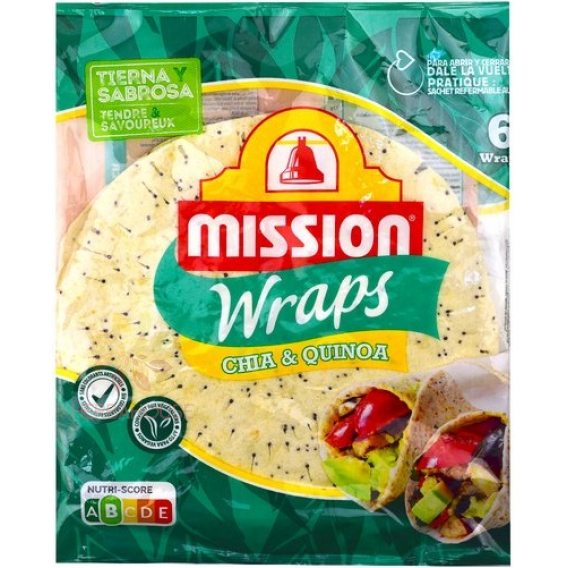Obrázok pre Mission Wrap Tortilla cu chia și quinoa 6 bucăți (370g)