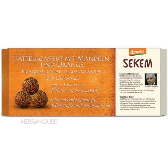 Obrázok pre Demeter Sekem Bio Biluțe de curmale cu migdale și portocale (120g)