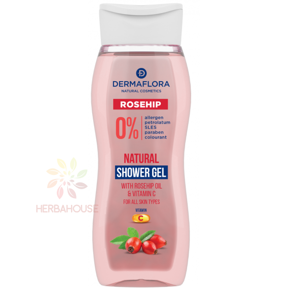 Obrázok pre Dermaflora Gel de duș cu ulei de măceșe și vitamina C (250ml)