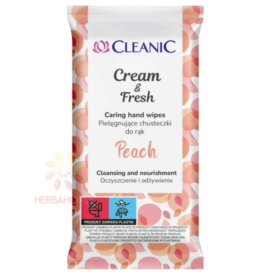 Obrázok pre Cleanic Cream & Fresh Peach șervețele umede de mâini (15buc)