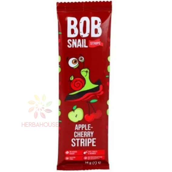 Obrázok pre Eco Snack Bob Snail Stripe Felii de fructe măr, vișine (14g)