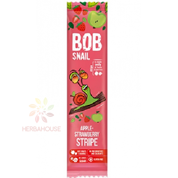 Obrázok pre Eco Snack Bob Snail Stripe Felii de fructe măr, căpșuni (14g)