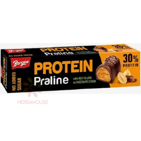 Obrázok pre Bergen Protein Praline Ciocolată cu lapte cu îndulcitor, umplută cu cremă de arahide (50g)