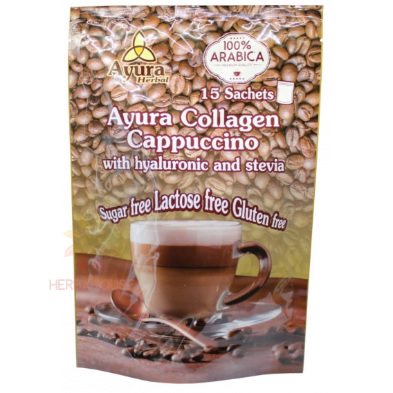 Obrázok pre Ayura Cappuccino instant cu colagen, acid hialuronic și stevia (15buc)