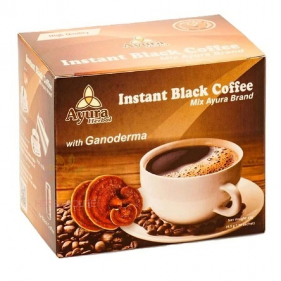 Obrázok pre Ayura Black Coffee Mix cafea instant cu ciuperci Ganoderma și stevia (10buc)