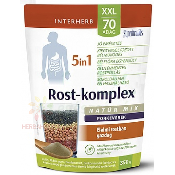 Obrázok pre Interherb Interherb XXL Rost-complex 5 în 1 – fibre naturale pentru digestie, constipație și detoxifiere (350g)