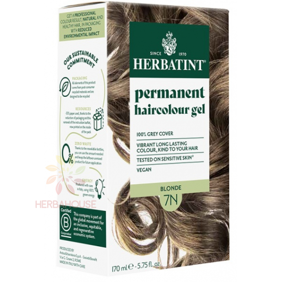 Obrázok pre Herbatint Vopsea naturală permanentă de păr 7N - blond (170ml)