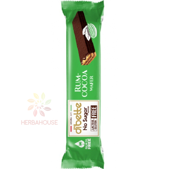 Obrázok pre Dibette NAS Napolitană fără gluten umplută cu cremă de cacao cu aromă de rom în ciocolată neagră cu îndulcitor (26g)