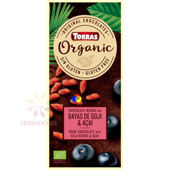 Obrázok pre Torras Ciocolată neagră bio cu goji și acai (100g)