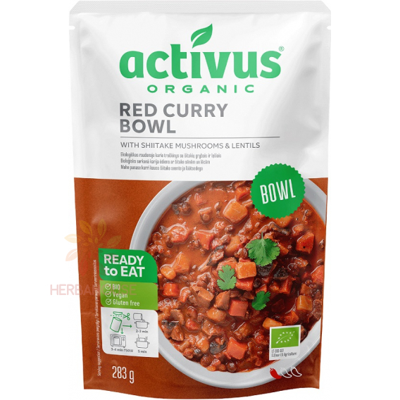 Obrázok pre Activus Bio Curry Roșu Vegan cu Ciuperci Shiitake și Linte (283g)