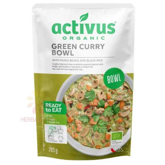 Obrázok pre Activus Bio Curry verde vegan cu fasole mung și orez negru (283g)