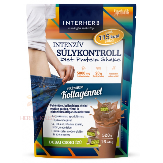 Obrázok pre Interherb Intensive Diet Shake băutură proteică cu colagen și îndulcitor - ciocolată Dubai (528g)